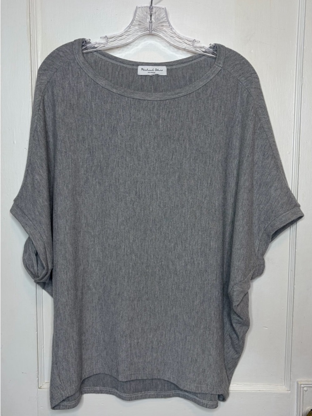 Michael Stars Verna Gray Pullover Dolman Sleeve Brushed Jersey Knit Top Sz L